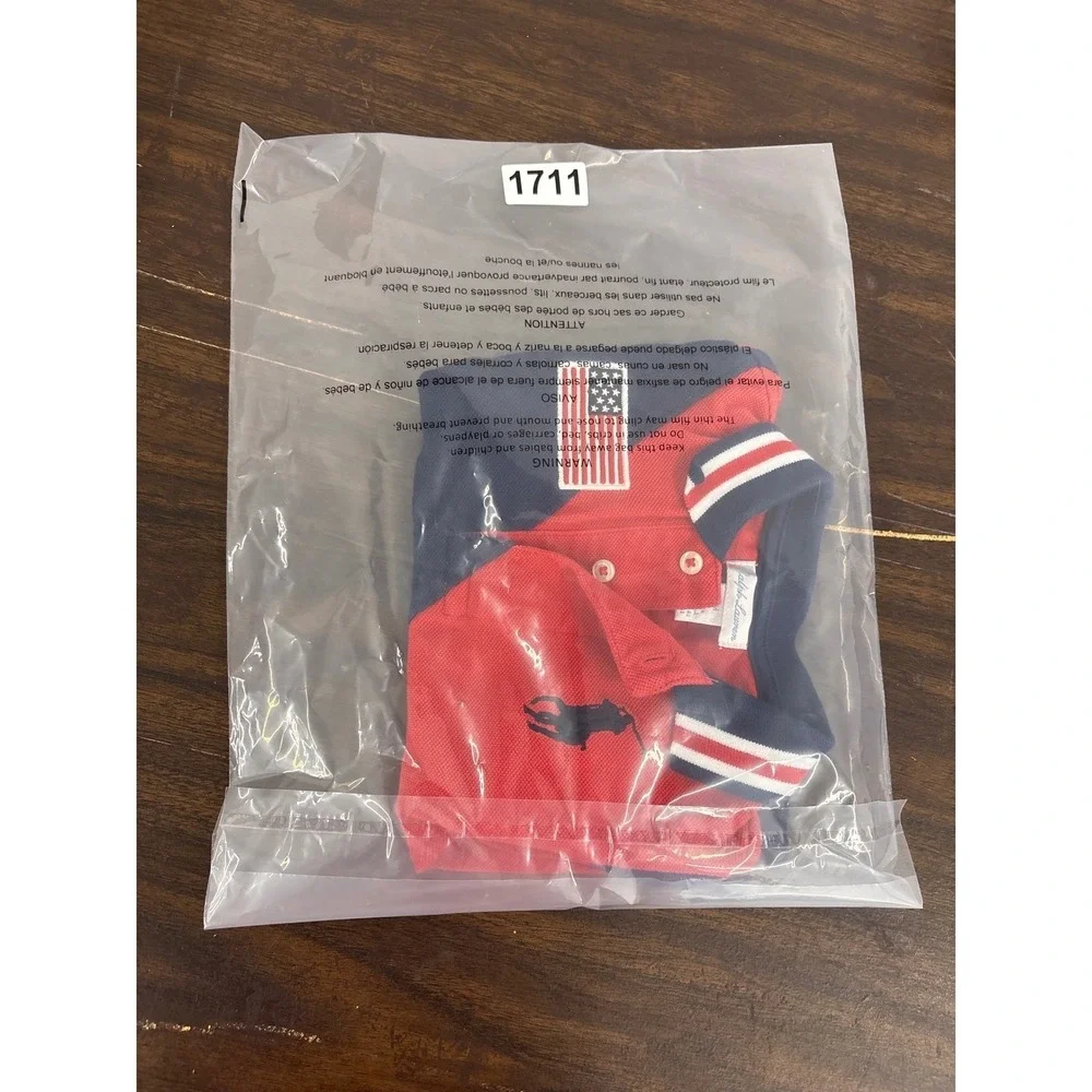 Ralph Lauren Baby Boys Colorblock Big Pony Polo Shirt Red Navy Blue 12M